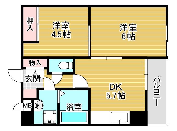 グランピア生山(2DK/4階)の間取り写真