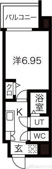 ロイス茨木奈良町(1K/2階)の間取り写真
