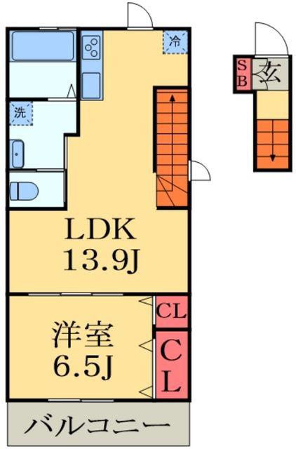 ＪＲ総武本線 四街道駅 徒歩13分 2階建 築4年(1LDK/2階)の間取り写真