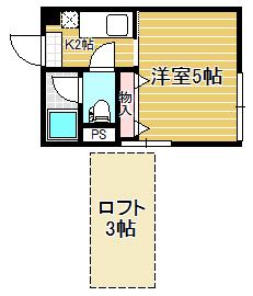 畳屋町ハイツ(1K/1階)の間取り写真