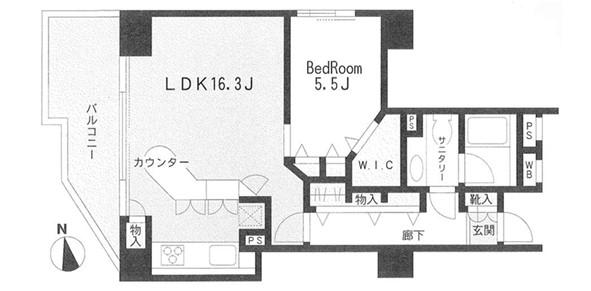 フリーディオ西麻布(1LDK/6階)の間取り写真
