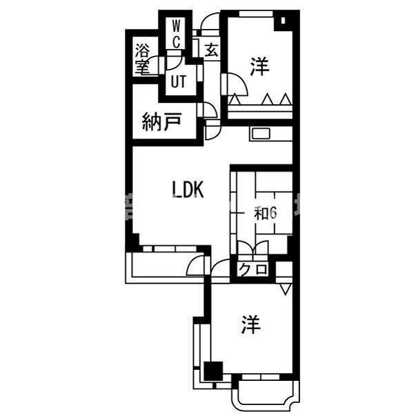 シュロス五月山III(3LDK/5階)の間取り写真