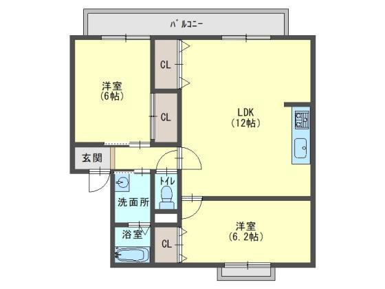 ファミールハイツ(2LDK/1階)の間取り写真