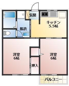 アドヴァンスB(2K/1階)の間取り写真