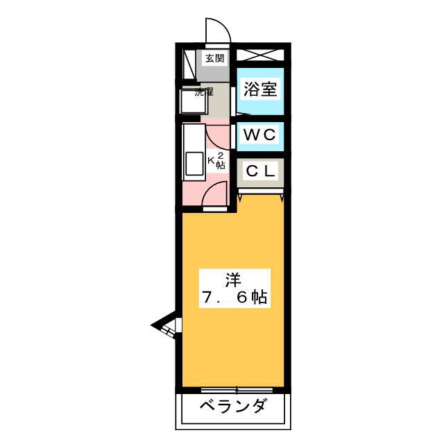 ボンヌピエス(1K/2階)の間取り写真