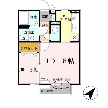サンライズ城南(1LDK/2階)の間取り写真