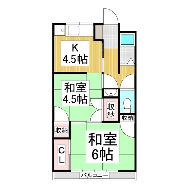 堀内アパート(2K/2階)の間取り写真