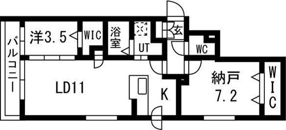 アルファスクエア北28西4(2LDK/2階)の間取り写真