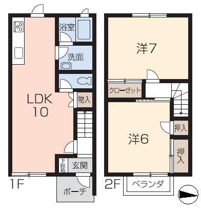 メゾンベルジュール(2LDK/1階)の間取り写真