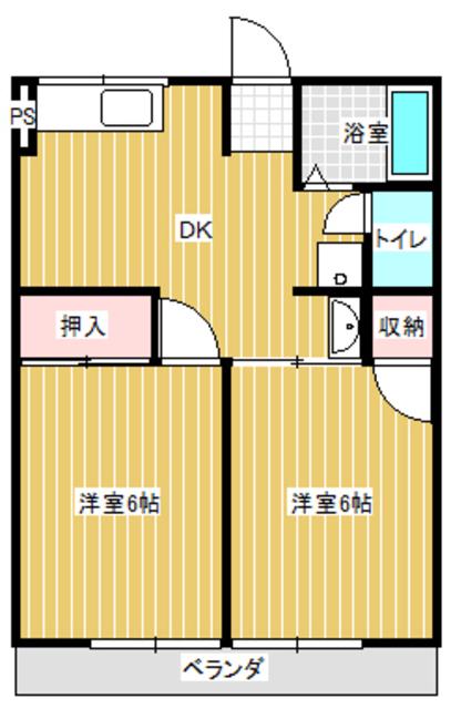 パークコート平井(2DK/1階)の間取り写真
