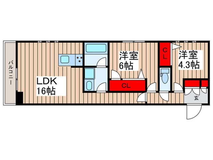 オーキッド(2LDK/2階)の間取り写真