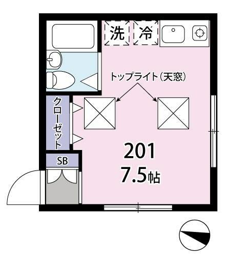 ジュネス雪谷(ワンルーム/2階)の間取り写真