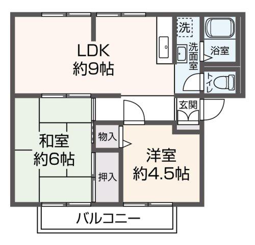 サンライフ西大路A棟(2LDK/1階)の間取り写真