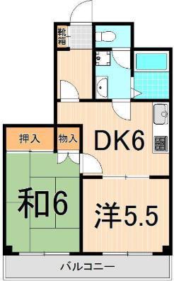 江藤マンション(2DK/6階)の間取り写真