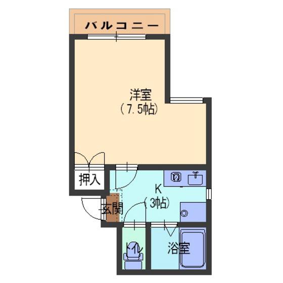 ヘルメス568(1K/2階)の間取り写真