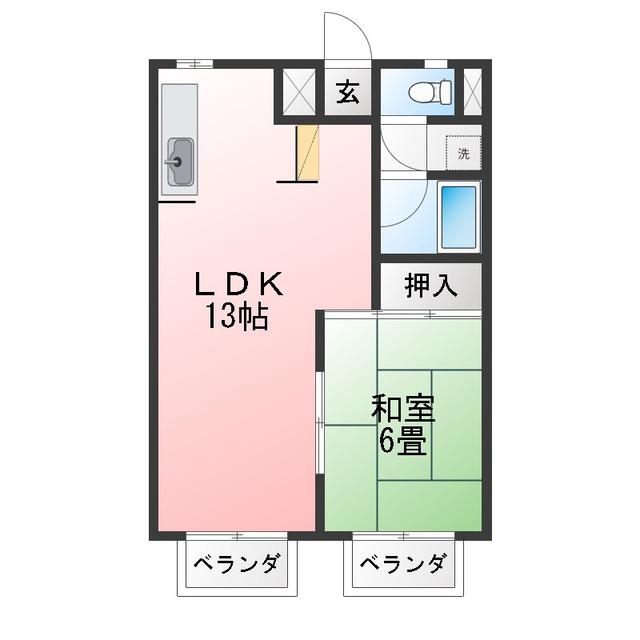 メゾンひらの台1(2DK/2階)の間取り写真