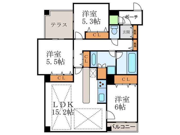 シンフォニー嵯峨嵐山(3LDK/2階)の間取り写真