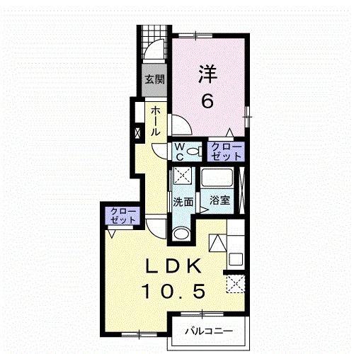 プリメイロB(1LDK/1階)の間取り写真