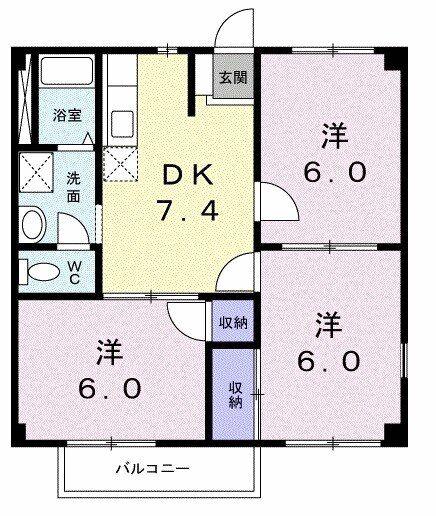 ハイツ久得IIB(3DK/2階)の間取り写真