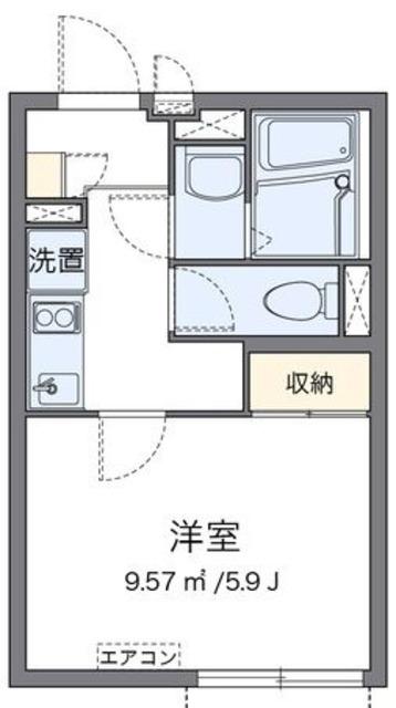 クレイノボヌールII(1K/1階)の間取り写真
