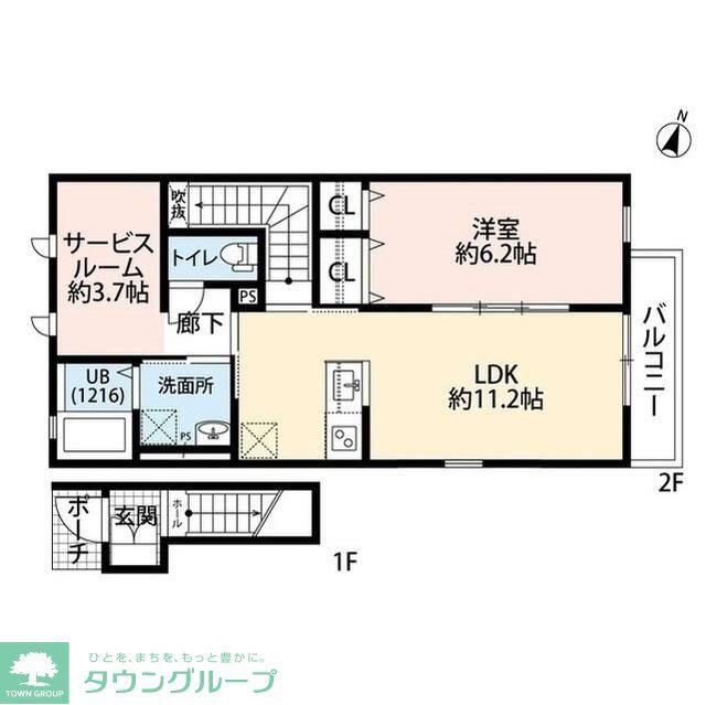 グランデアローII(1SLDK/2階)の間取り写真
