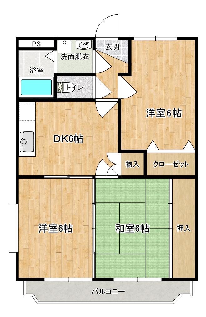 CFハイツVII(3DK/3階)の間取り写真