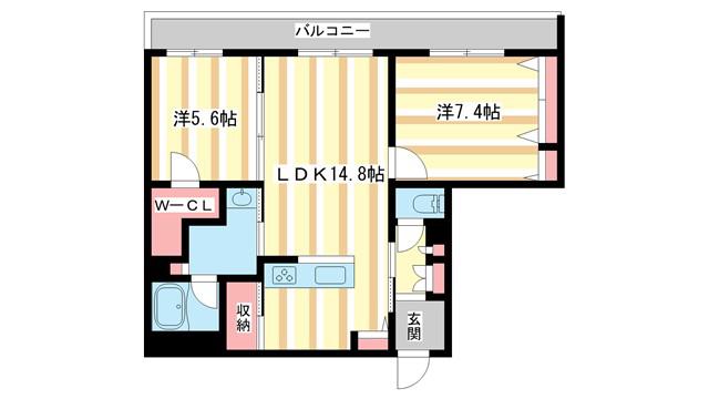 ベルフレージュII(2LDK/3階)の間取り写真