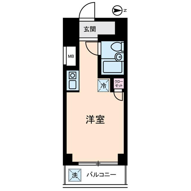 外国籍可 仲手 川崎区堀之内町 ゼロゼロ1R(ワンルーム/3階)の間取り写真