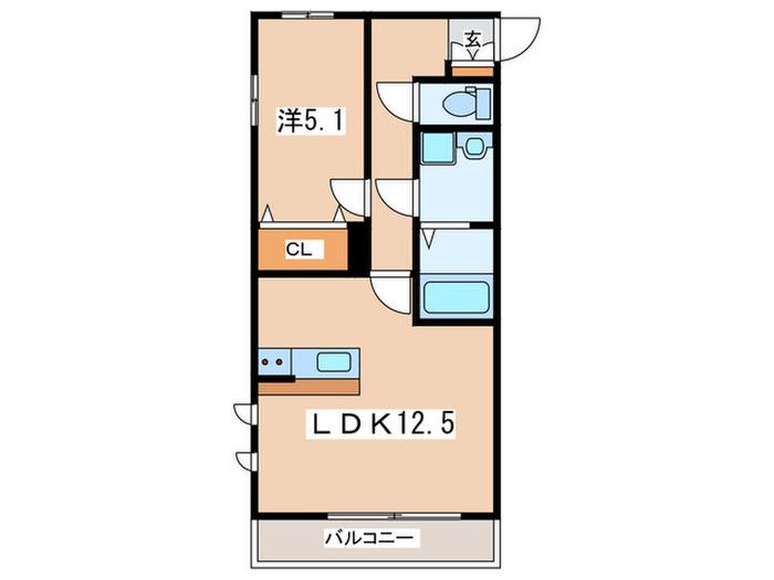 ヴィガラス栄町(1LDK/4階)の間取り写真