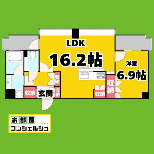 千種タワーヒルズ(1LDK/12階)の間取り写真