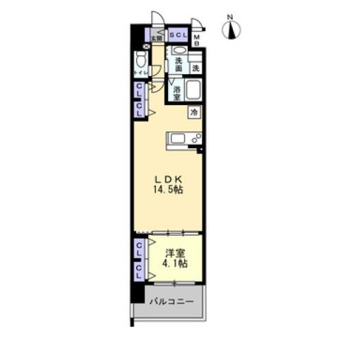 S-RESIDENCE瓦町駅ALO(1LDK/6階)の間取り写真