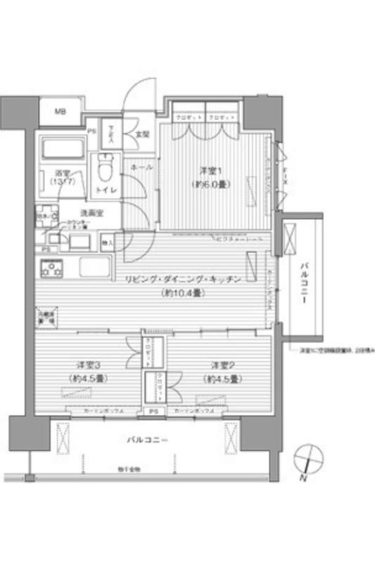 ヒューリックレジデンス千葉中央(3LDK/8階)の間取り写真