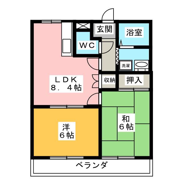 フローラルパレス(2LDK/2階)の間取り写真