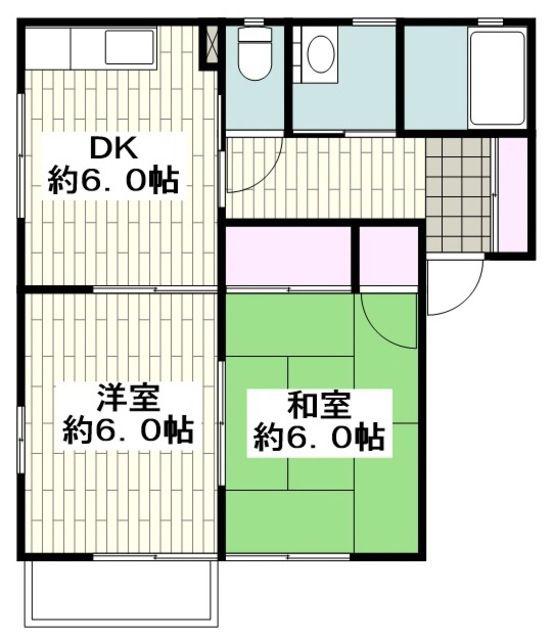 湘南ブライトC(2DK/1階)の間取り写真