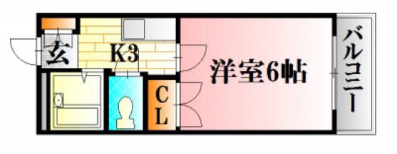 第二大下ビル(1K/2階)の間取り写真