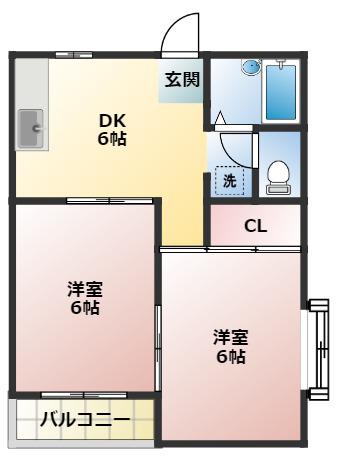 パストラルハイム(2DK/1階)の間取り写真