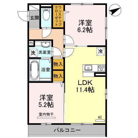 リヴェールII(2LDK/3階)の間取り写真