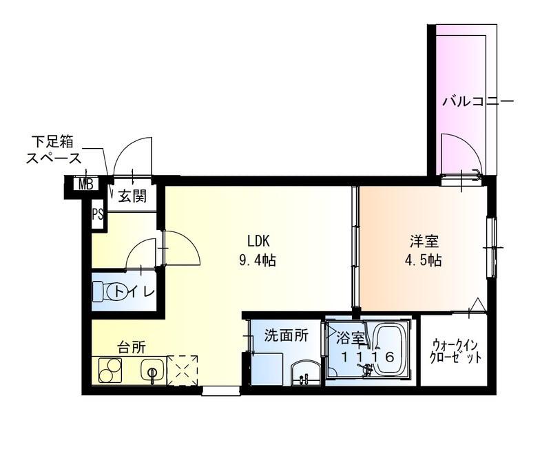 D-5 フジパレス南甲子園(1LDK/1階)の間取り写真