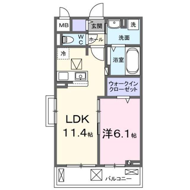 ランドブルーム(1LDK/3階)の間取り写真