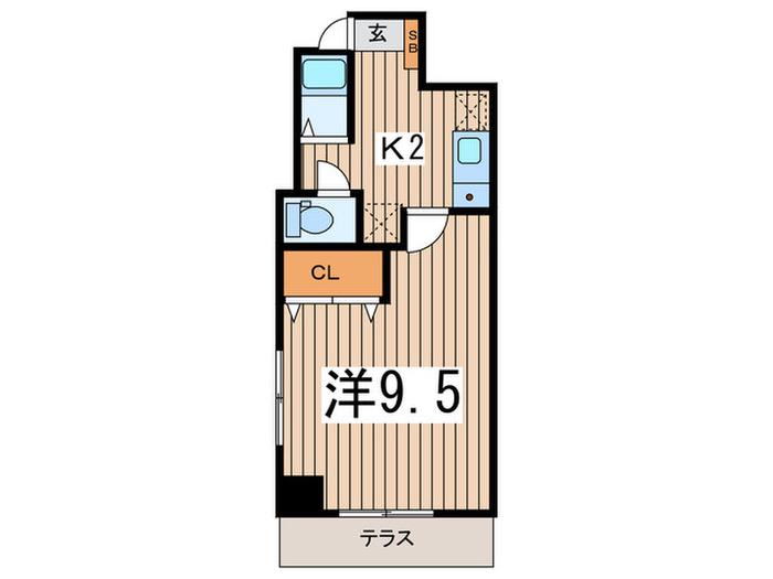 エクレール・オオタII(1K/1階)の間取り写真