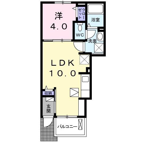 メゾン・サンT2(1LDK/1階)の間取り写真