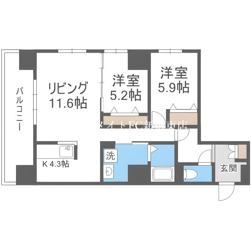 グラン札幌(2LDK/13階)の間取り写真