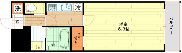 OPASGLAN TANIMACHI(1K/9階)の間取り写真