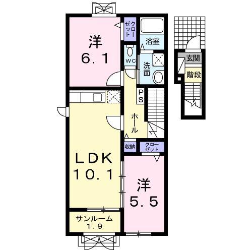 グランツハウスM(2LDK/2階)の間取り写真