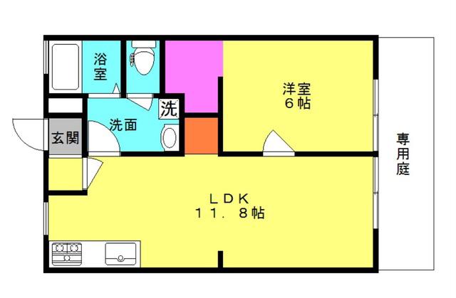 サンシティ北池 A棟(1LDK/1階)の間取り写真