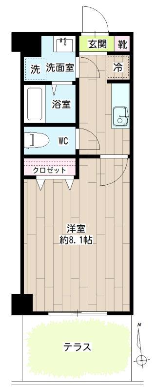 エーデルブルーメビッケ(ワンルーム/1階)の間取り写真