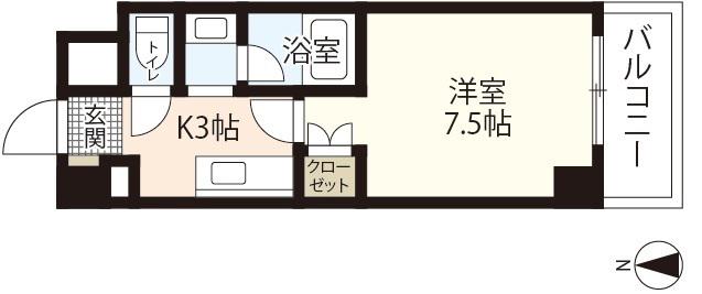 シャルマン財官III(1K/3階)の間取り写真