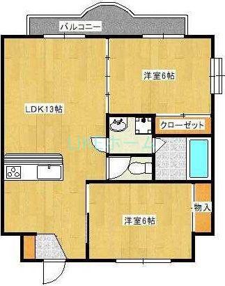 蔵屋マンション第一(2LDK/1階)の間取り写真