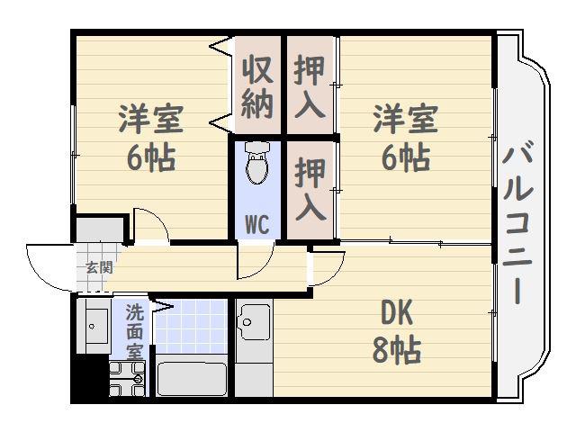 プリマベーラ(2DK/2階)の間取り写真