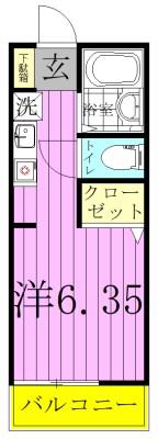 リファレンス胡録台B棟(ワンルーム/2階)の間取り写真